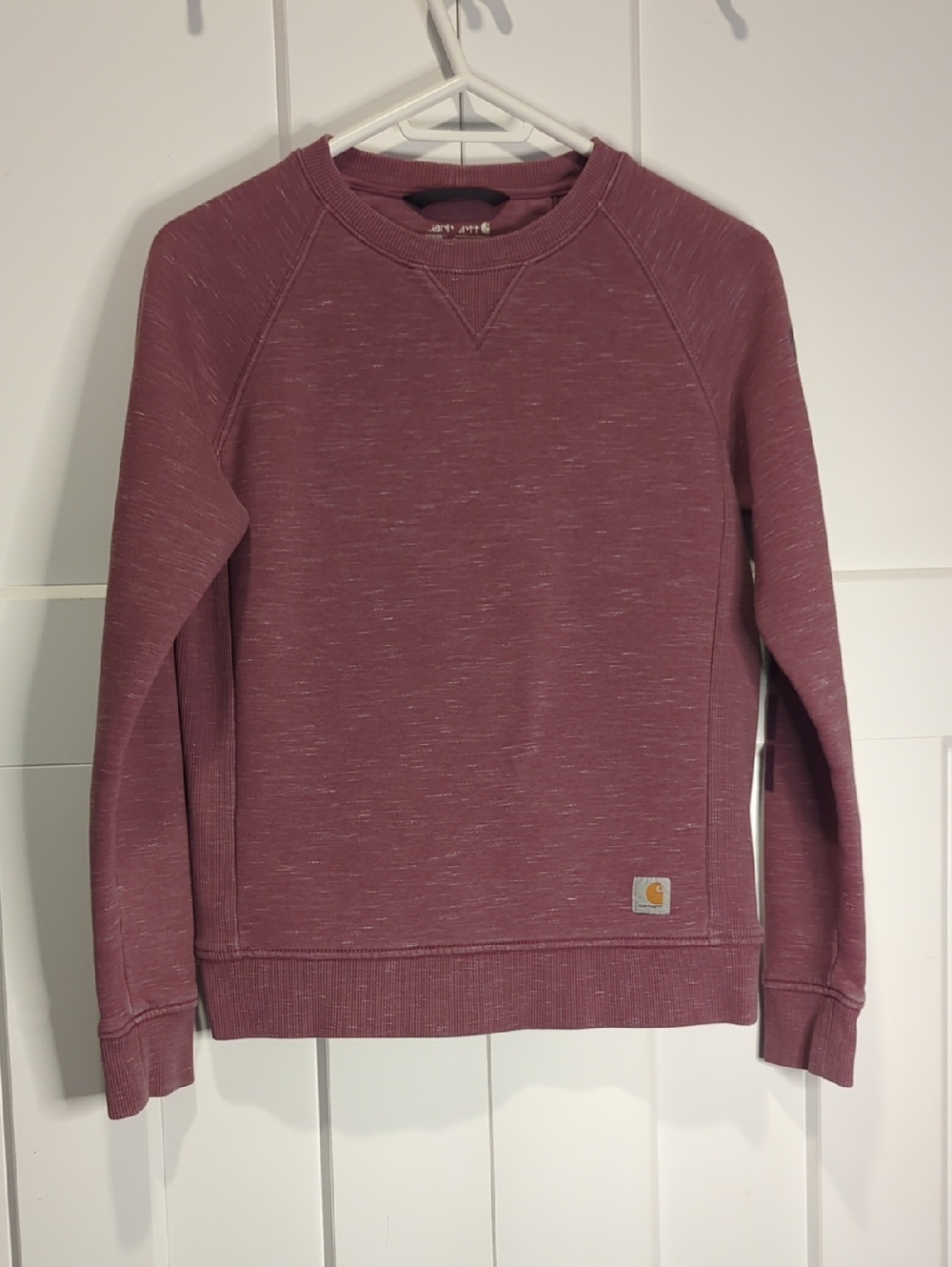 Carhartt Women's Maroon Crewneck Sweatshirt - Heathered Maroon Size XS